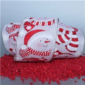 Christmas Ribbon - Red Snowmen